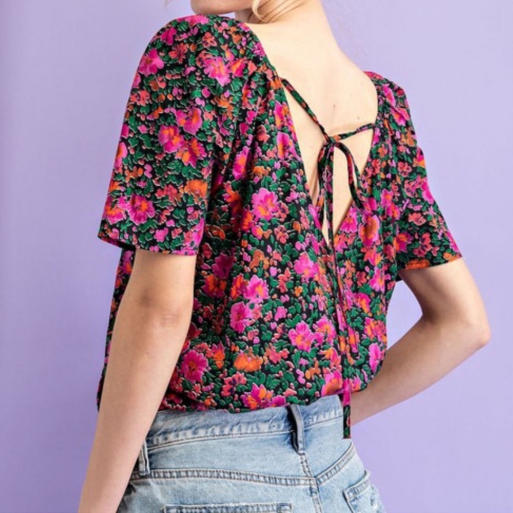 eesome floral pink body suit NWT size L - Picture 2 of 11